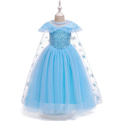 Frozen 2 Elsa Princess Sequins Girls Costume Dresses with Crown wand Cosplay Party Holiday.