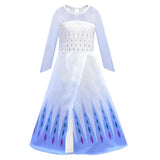 Frozen 2 Girls Elsa Princess Long Sleeve Cosplay Costume Dresses With Cape For Party Holidays.