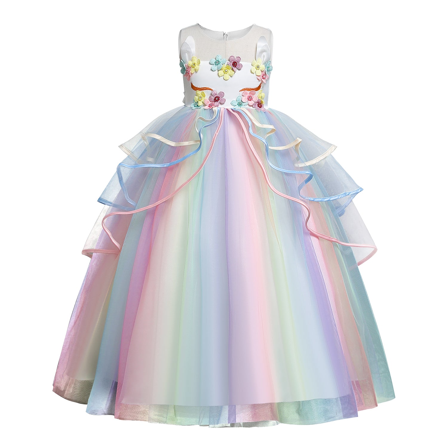 New Unicorn Girls Costume Cosplay Fancy Ball Gown Princess Tulle Dresses For Holiday Party Dance.