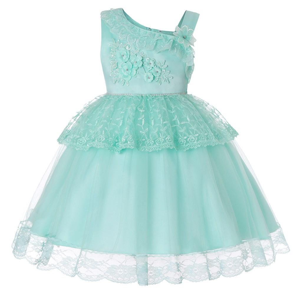 Flower Girl Dresses Lace Cute Princess Kids Formal Wedding Birthday Holiday Party