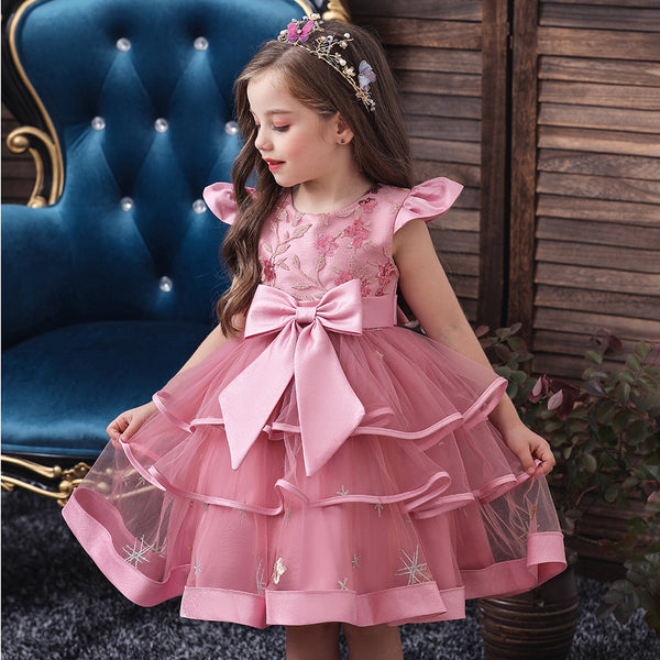 Flower Girl Dresses Ruffle Toddler Kids Knee Length Princess Wedding F ...