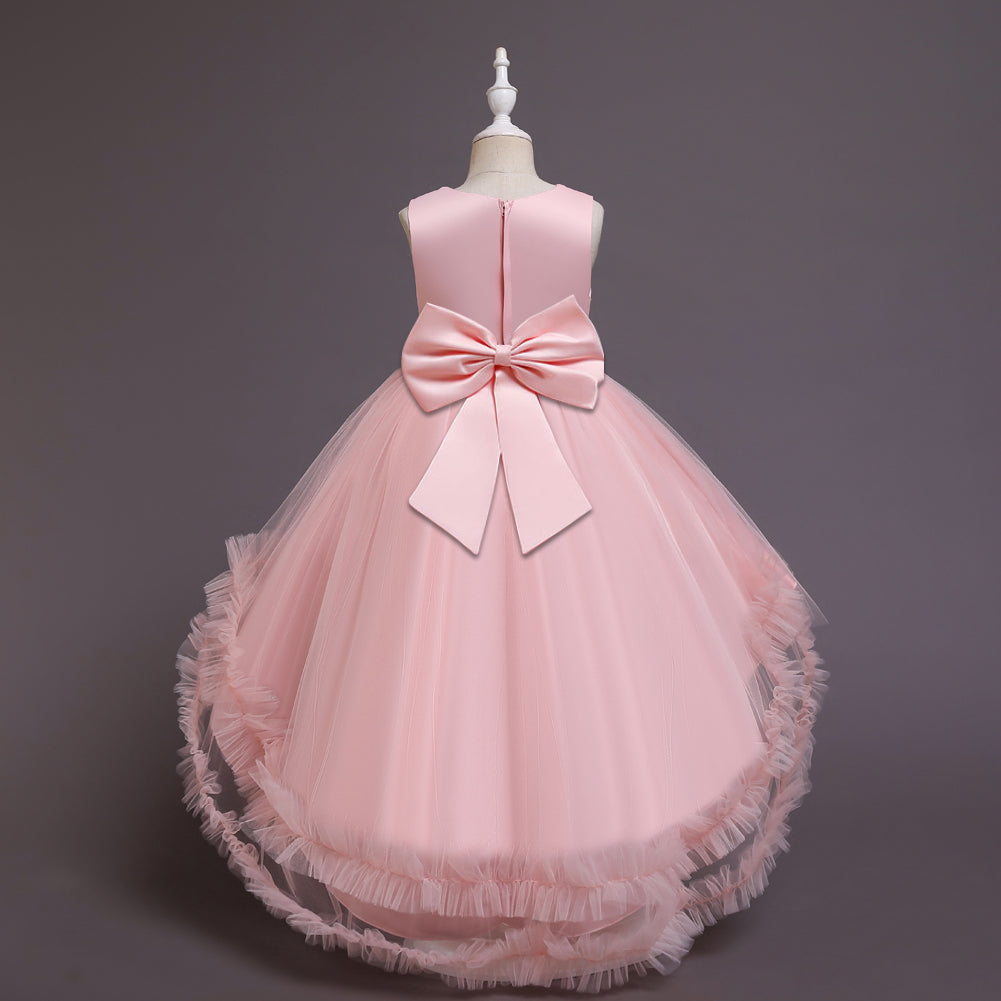 Flower Girl Dress Toddler Kids Princess Wedding Graduation Trailing Formal Special Occasions - Pink 10 Flower Girl Dress Toddler Kids Princess Wedding Graduation Trailing Formal Special Occasions - Pink 10