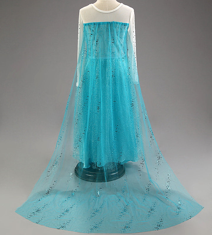 Frozen Elsa Princess Girls Costume Dresses With Tailing Cape.