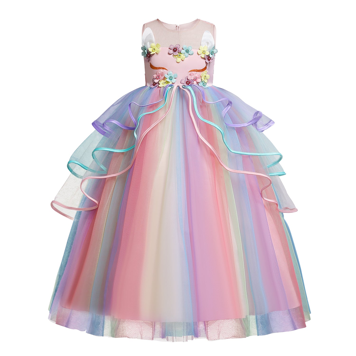 New Unicorn Girls Costume Cosplay Fancy Ball Gown Princess Tulle Dresses For Holiday Party Dance.