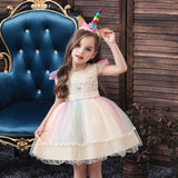 New Unicorn Baby Little Girls Toddler Costume Dresses Headband Cosplay Princess Party Holiday