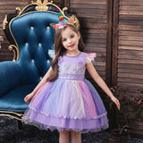 New Unicorn Baby Little Girls Toddler Costume Dresses Headband Cosplay Princess Party Holiday