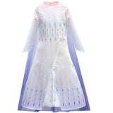 Frozen 2 Girls Elsa Princess Long Sleeve Cosplay Costume Dresses With Cape For Party Holidays