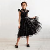 Wednesday Addams Kids Girl Outfit Costume Trendy Gothic Rave'n Dance Dress