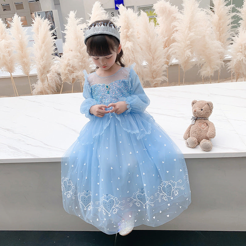 Frozen Princess Elsa Dress Girl Costume Dresses Cape For Cosplay Holiday