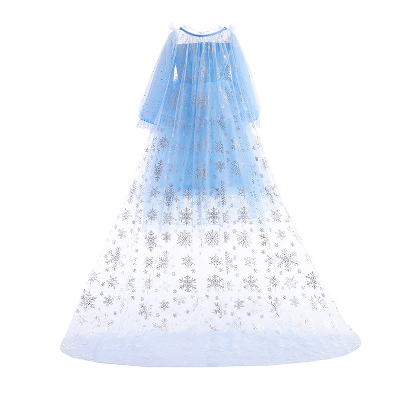 Frozen Princess Elsa Dress Girl Costume Dresses Cape For Cosplay Holiday - Blue 6 Frozen Princess Elsa Dress Girl Costume Dresses Cape For Cosplay Holiday - Blue 6