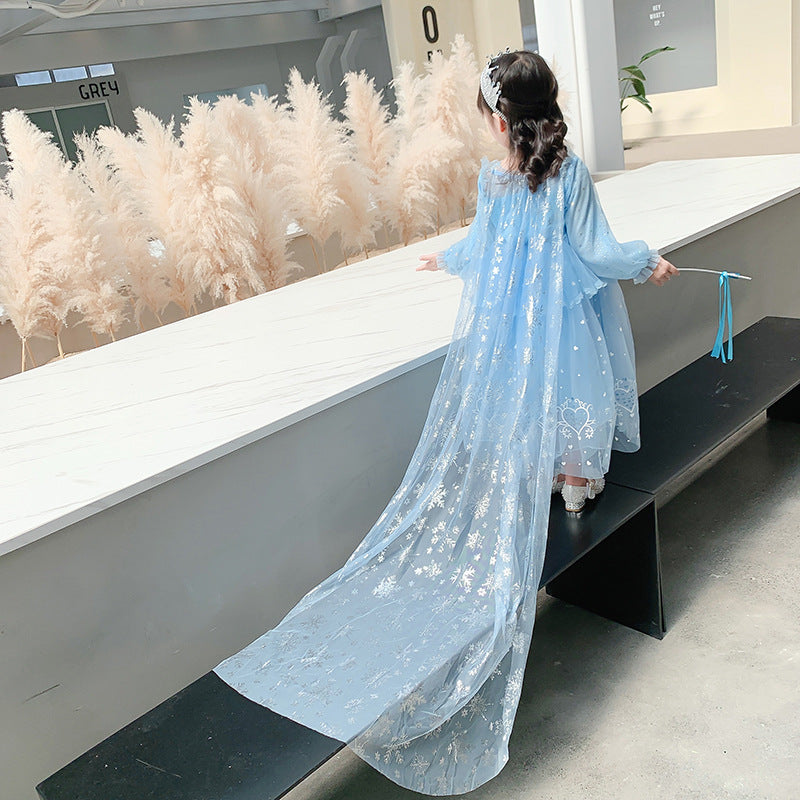 Cosplay Costume Elsa Dress With Long Cape Frozen Princess Elsa Dress Girl Costume Dresses Cape For Cosplay Costume Elsa Dress With Long Cape Frozen Princess Elsa Dress Girl Costume Dresses Cape For