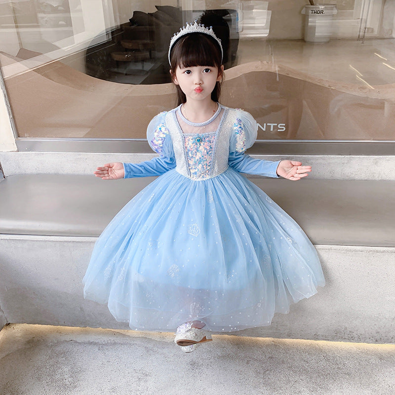 Frozen Princess Elsa Dress Girl Dress Costume Dresses For Cosplay Party Holiday  Birthday Halloween