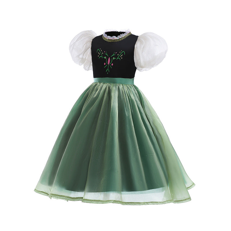 Frozen Princess Anna Costumes Girl Tulle Dresses For Birthday Holiday Party Halloween Cosplay - Green 3 Frozen Princess Anna Costumes Girl Tulle Dresses For Birthday Holiday Party Halloween Cosplay - Green 3