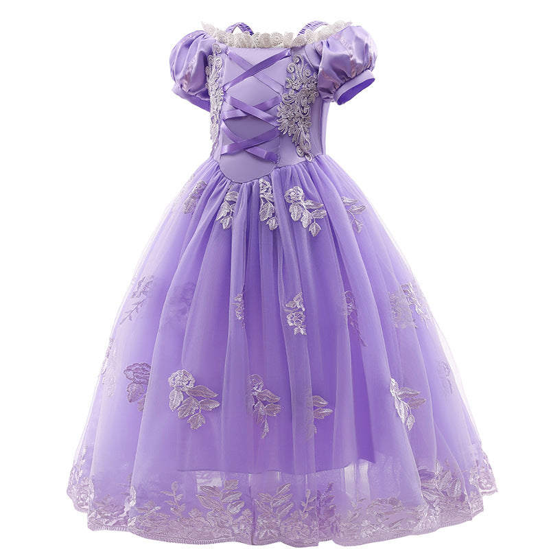 New Rapunzel Princess Girl Costume Dresses Flower Girls For Bithday Holdiay Party