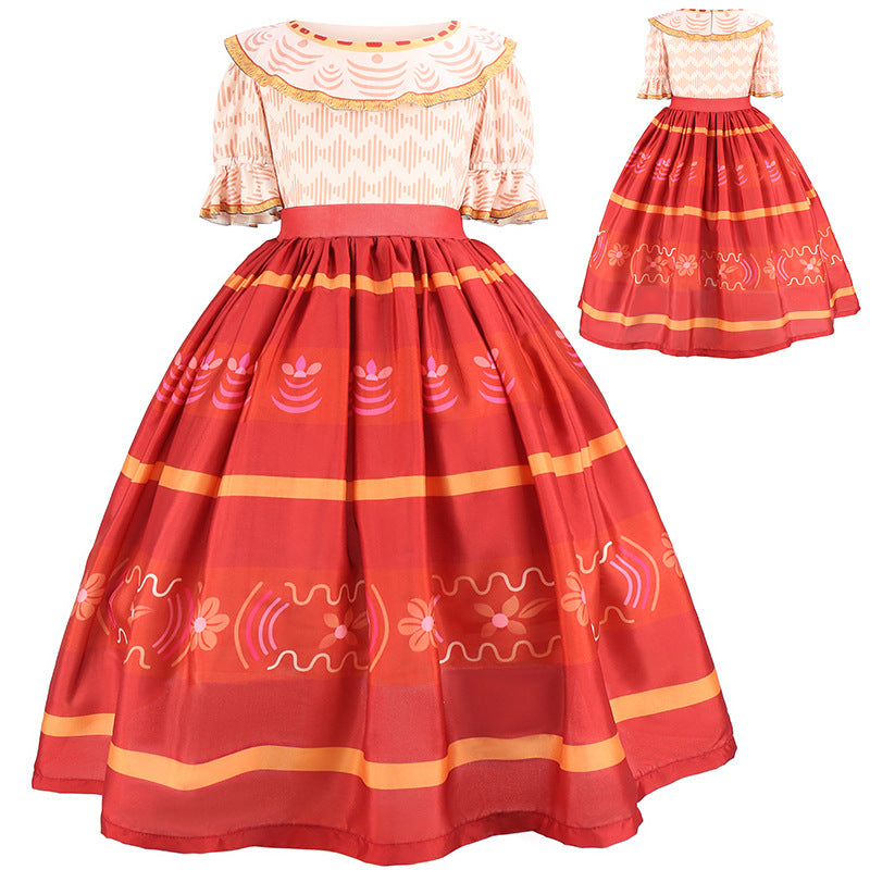 encanto red dress Encanto Dolores Dress With Beautiful Cotton Lace Trim. Dolores Costume, Dolores Headpiece, Earrings, Necklace and Purse