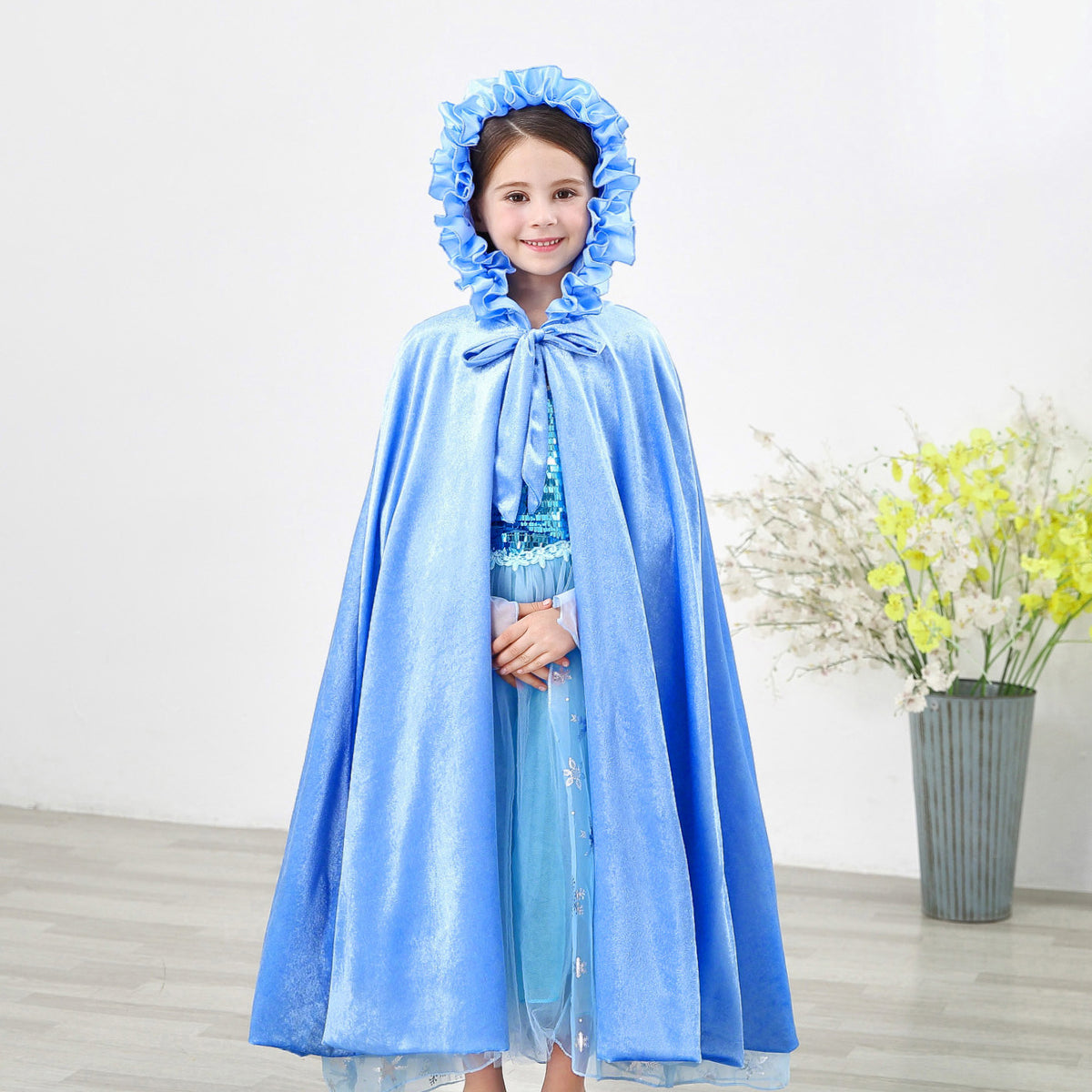 Frozen Fur Princess Wave Cloak Elsa costume Cape for Girl
