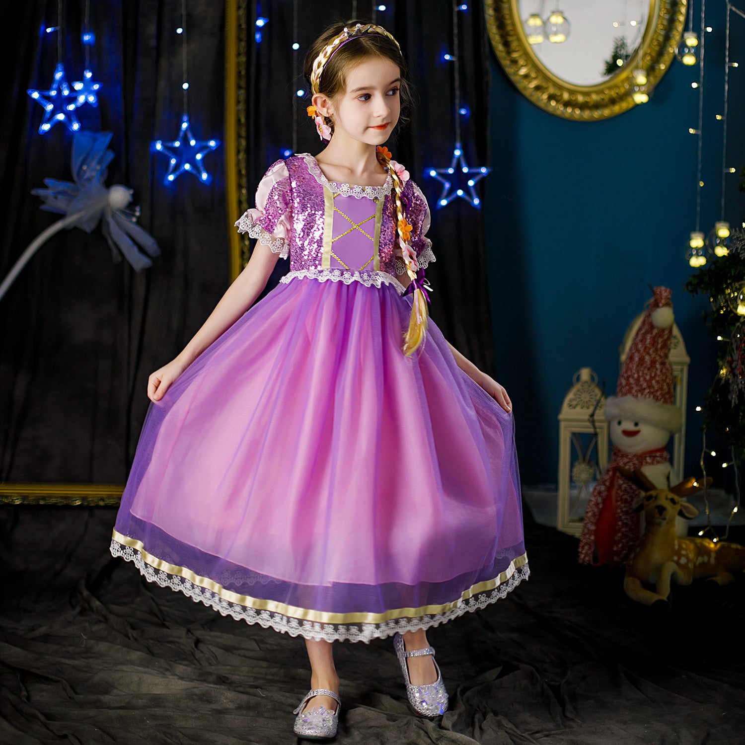 Girls Rapunzel Dress Birthday Princess Costume Fancy Dress for 1-7