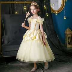 New Girl Costume Dresses Belle Lace Up Princess Cosplay Party Holiday Birthday Fancy