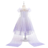 Frozen 2 Girls Elsa Princess Knee Length Tulle Cosplay Costume Dresses with Cape For Party Holidays