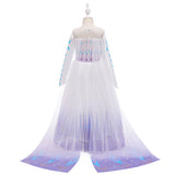 Frozen 2 Elsa Princess Long Sleeve Tulle Girl Costume Dresses with Cape