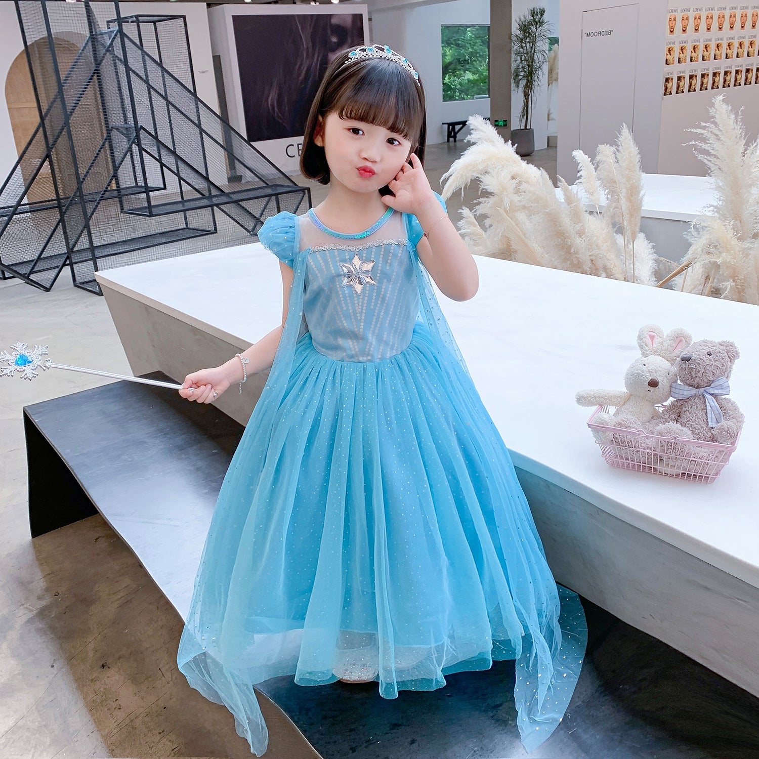 Frozen Princess Elsa Dress Birthday Girl Costume Dresses For Cosplay Party Holiday - Blue 8 Frozen Princess Elsa Dress Birthday Girl Costume Dresses For Cosplay Party Holiday - Blue 8