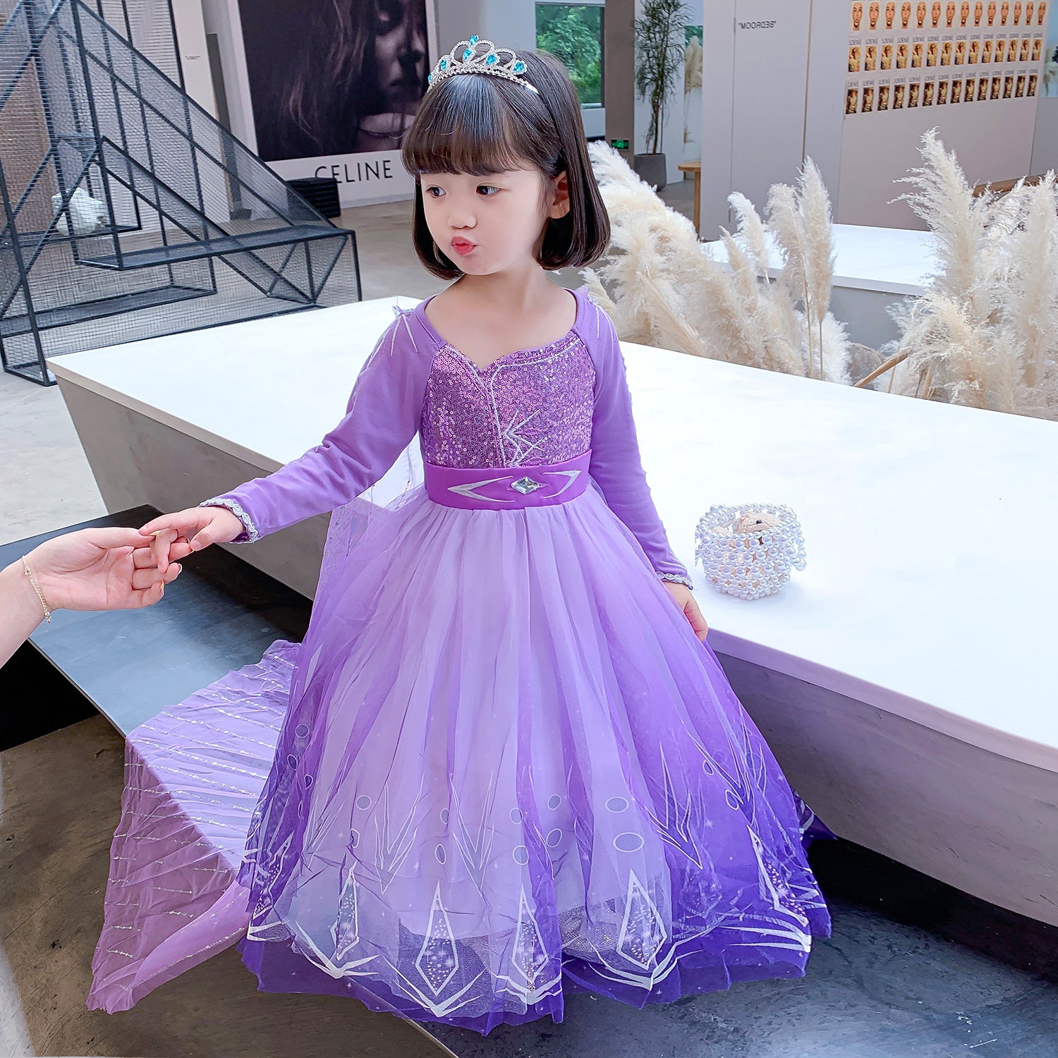 frozen princess dress Frozen Princess Elsa Dress with cape Dress Birthday Girl Costume Dresses For Cosplay Party Holiday Wedding