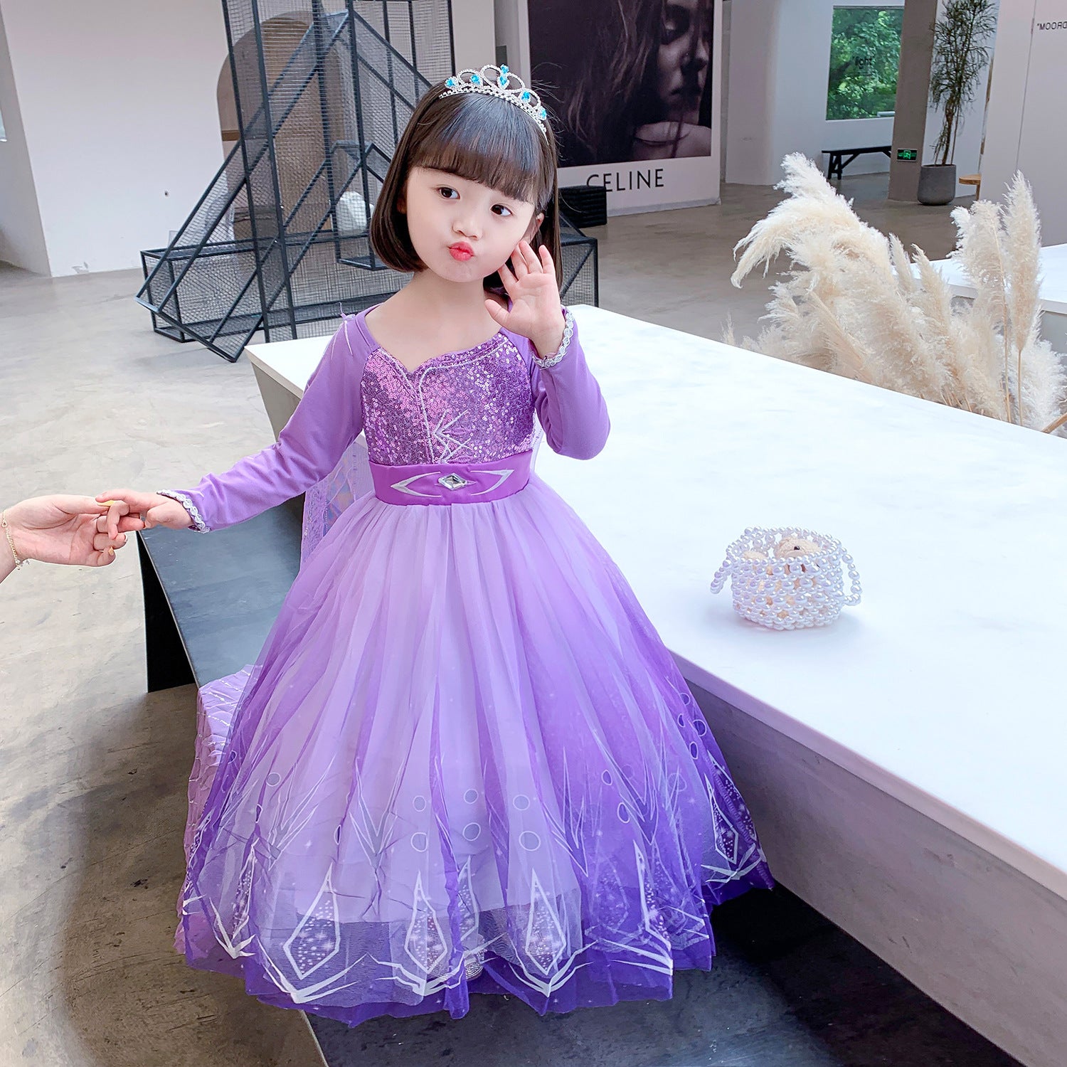 Frozen Princess Elsa dress with cape Dress Birthday Girl Costume Dresses For Cosplay Party Holiday Wedding