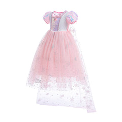 Frozen Princess Sequins Elsa Dress Costume With Cape For Girls Cosplay Party