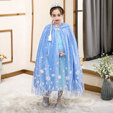 New Frozen Princess Hooded Cape Cloak Elsa costume for Girls