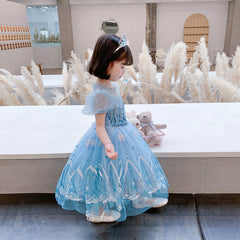 Frozen Princess Elsa Dress Girl Costume Dresses For Cosplay Party Birthday Holiday