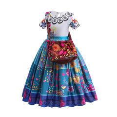 New Girl Costume Dresses Encanto Mirabel Lace Up Princess Cosplay Party Holiday Birthday Fancy