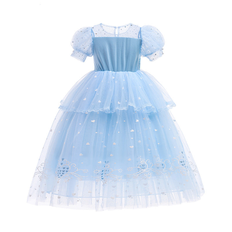 Frozen 2 Girl Princess Elsa Costume Dress With Cape For Birthday Holiday
