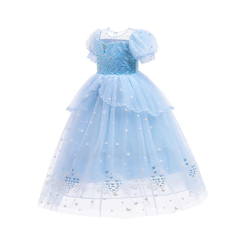 Frozen 2 Girl Princess Elsa Costume Dress With Cape For Birthday Holiday