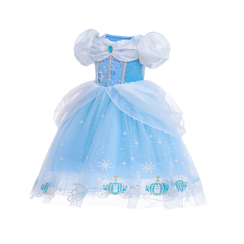 New Cinderella Princess Long Sleeve  Girl Dress Costume Dresses For Cosplay Party Holiday  Birthday Halloween