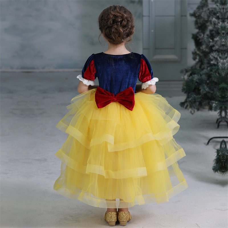 New Girl Princess Snow White Costume Dresses Tutu Ruffle For Holiday Halloween Party