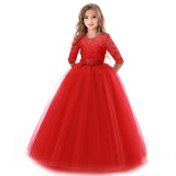 Girls Kids Formal Lace Princess Party Wedding Dresses Full Length Ball Gown Dress.